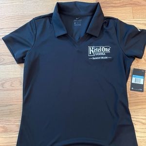 NEW Nike Dry Black Womens Short Sleeve Collar V neck shirt